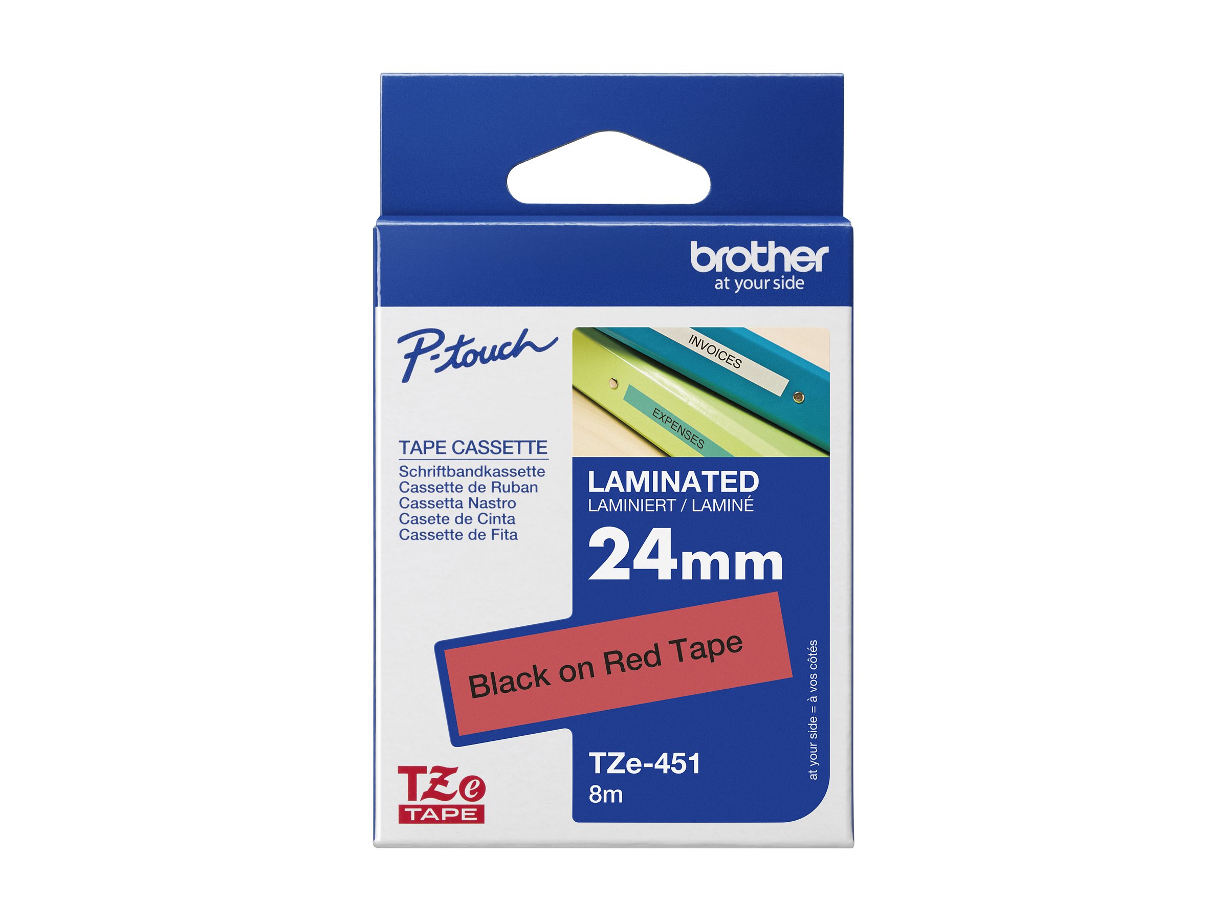 Brother | TZe-451 Laminated Tape | Black On Red | TZe | 8 m | 2.4 cm - Image 2