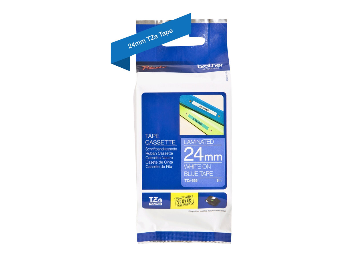 Brother | TZe-555 Laminated tape | White On Blue | TZe | 8 m | 2.4 cm - Image 2