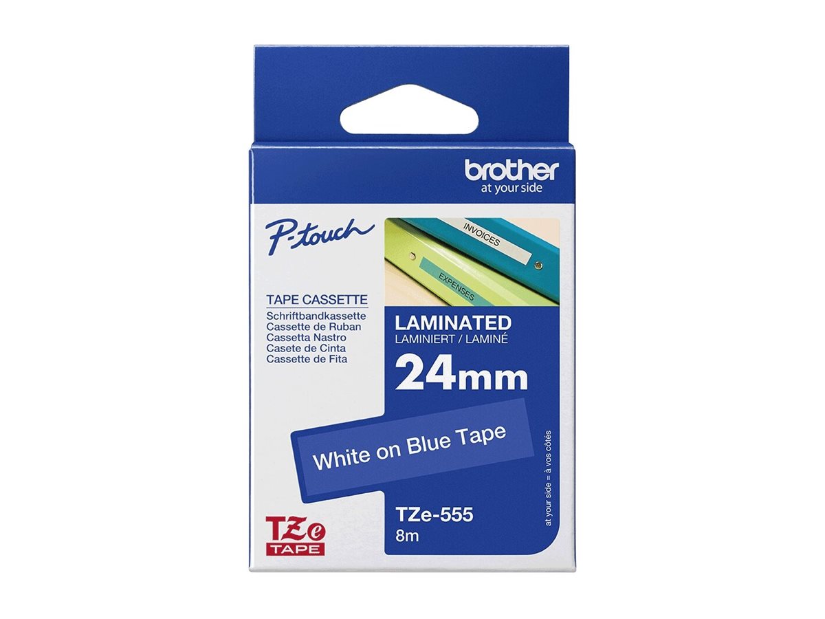 Brother | TZe-555 Laminated tape | White On Blue | TZe | 8 m | 2.4 cm - Image 4