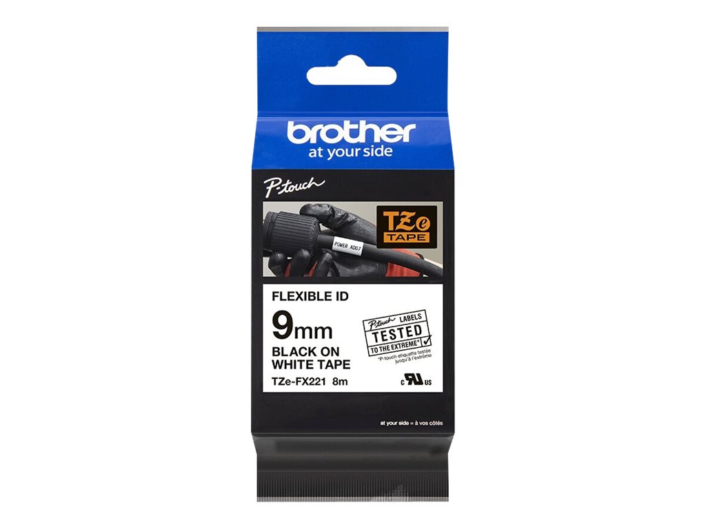 Brother | TZe-FX221 Flexible ID Laminated Tape | Black on White | TZe | 8 m | 0.9 cm - Image 3
