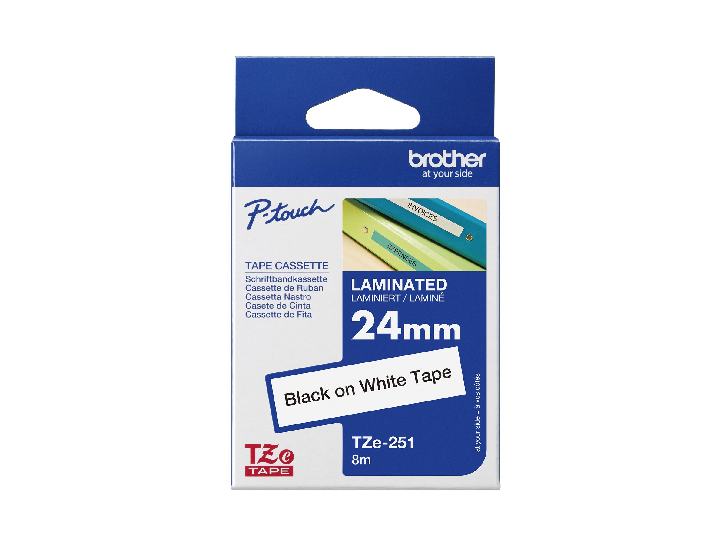 Brother | TZ-251 Laminated Tape | Black on White | TZe | 8 m | 2.4 cm - Image 4