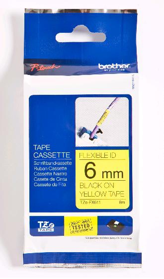 Brother | TZe-FX611 Flexible ID Laminated Tape | Black on Yellow | TZe | 8 m | 6 cm - Image 6