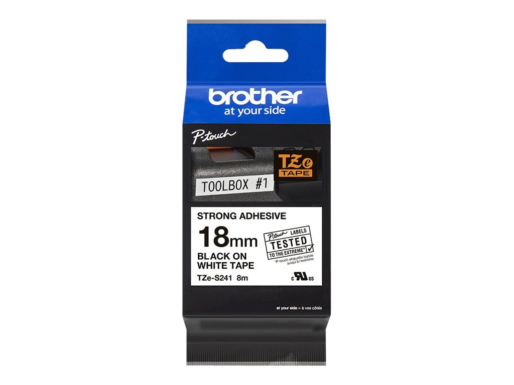 Brother | TZe-S241 Strong Adhesive Laminated Tape | Black on White | TZe | 8 m | 1.8 cm - Image 4