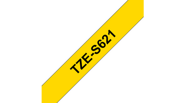 Brother | TZe-S621 Strong Adhesive Laminated Tape | Black on Yellow | TZe | 8 m | 9 cm