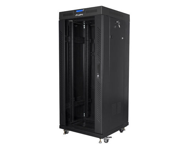 Lanberg | Rack cabinet 19" free-standing 27U/600x600 (flat pack) with glass door lCD V2 | FF01-6627-12BL | Black