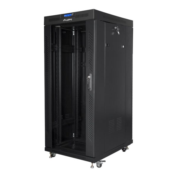 Lanberg | Rack cabinet 19" free-standing 27U/800x1000 (flat pack) with glass door, LCD | FF01-8027-12BL | Black