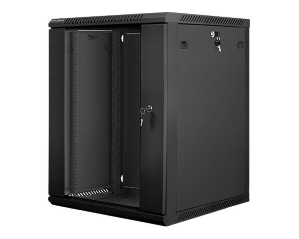 Lanberg | Rack cabinet 19" wall-mount 15U/600x600 (flat pack) with glass door | WF01-6615-10B | Black