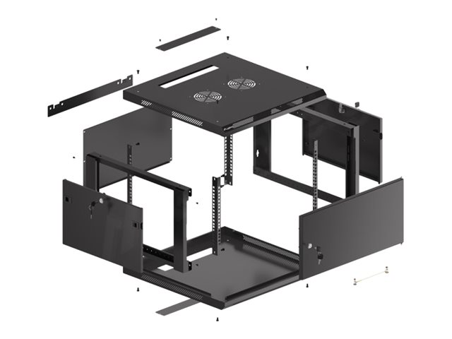 Lanberg | Rack cabinet 19" wall-mount 6U/600x600 for self-assembly with metal door (flat pack) | WF01-6606-00B | Black - Image 7