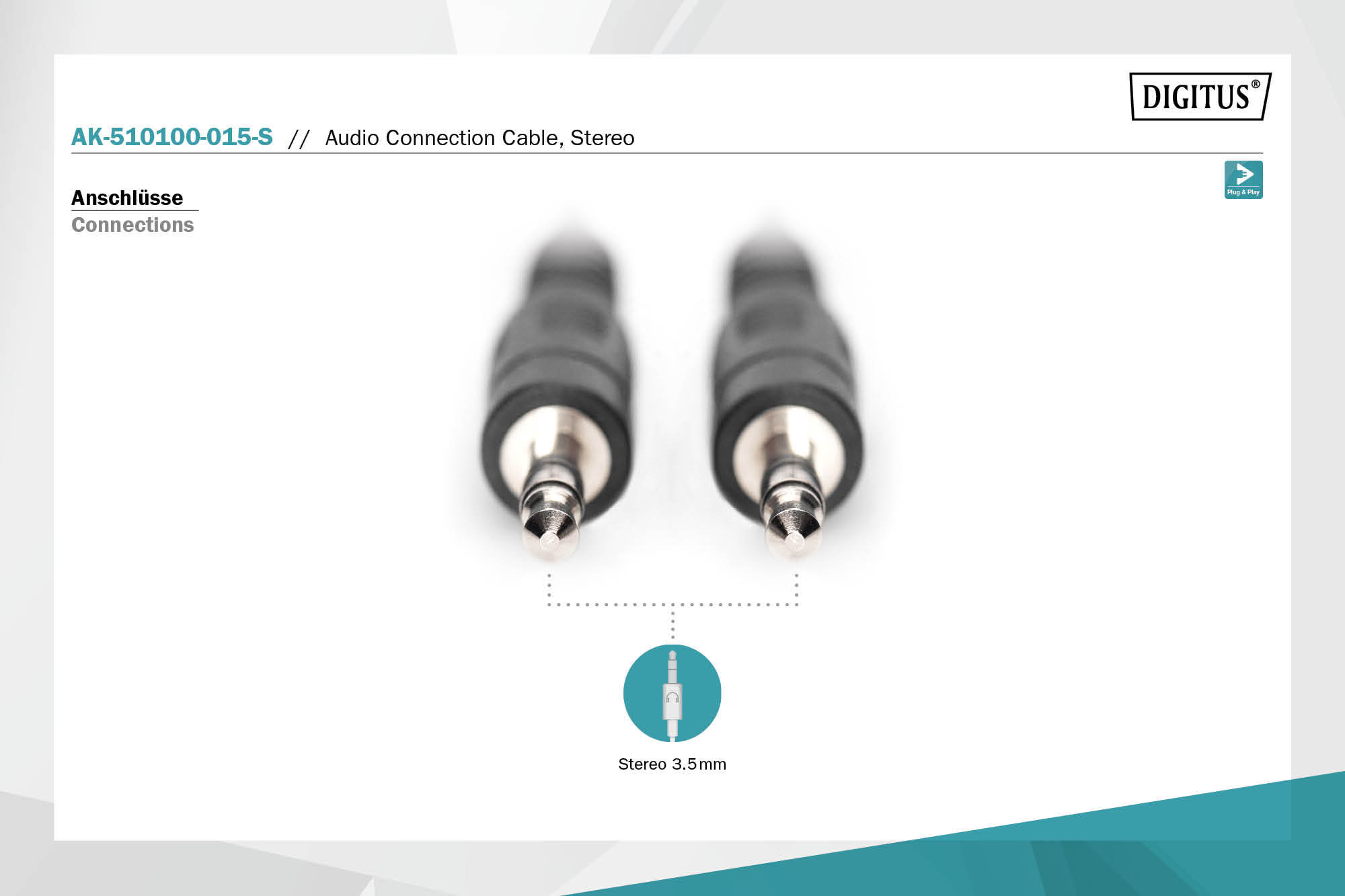 Digitus Audio Connection Cable, Stereo | AK-510100-015-S - Image 3