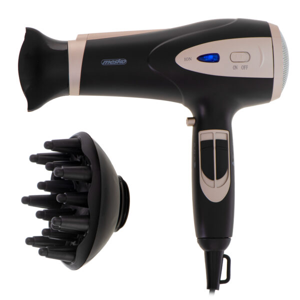 Mesko Hair Dryer | MS 2287 | 2200 W | Number of temperature settings 3 | Diffuser nozzle | Black/Champagne