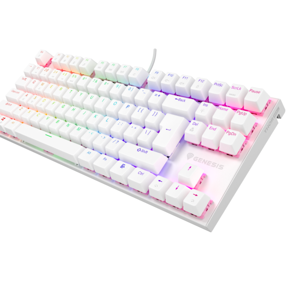 Genesis | THOR 303 | Mechanical Gaming Keyboard | Wired | US | White | USB-A | Outemu Peach Silent