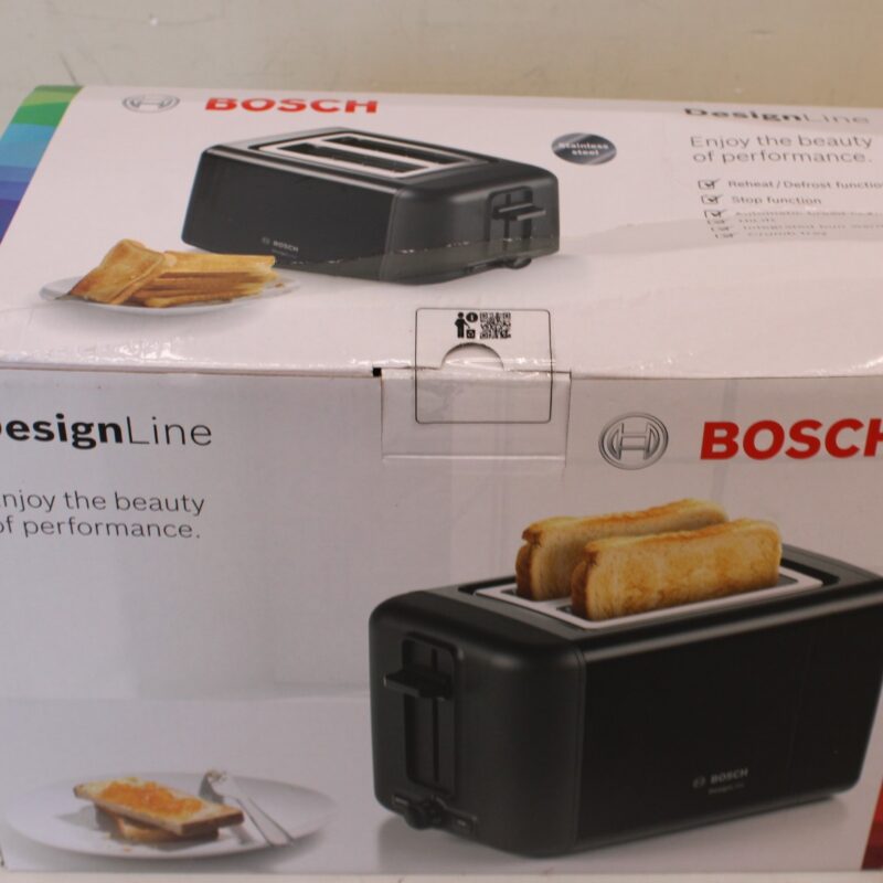 SALE OUT. Bosch TAT3P423 Toaster, Black | Bosch DesignLine Toaster | TAT3P423 | Power 970 W | Number of slots 2 | Housing material Stainless steel | Black | DAMAGED PACKAGING