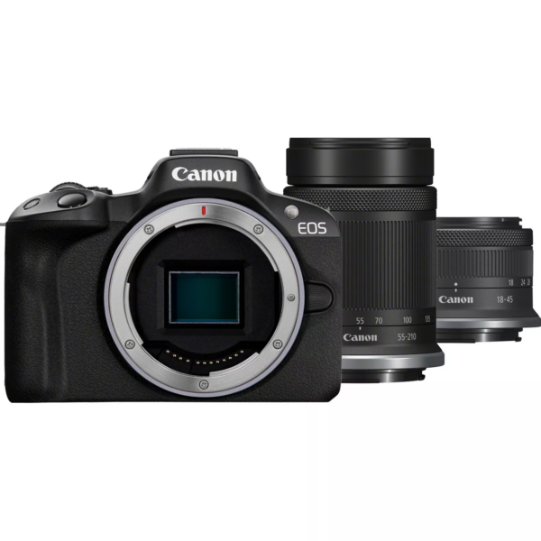 Canon | EOS R50 + RF-S 18-45mm F4.5-6.3 IS STM + RF-S 55-210mm F5-7.1 IS STM (SIP) | Megapixel 24.2 MP | Image stabilizer | ISO sensitivity (max) 32000 | Display diagonal 2.95 " | Wi-Fi | Video recording | Automatic, manual | CMOS | Black