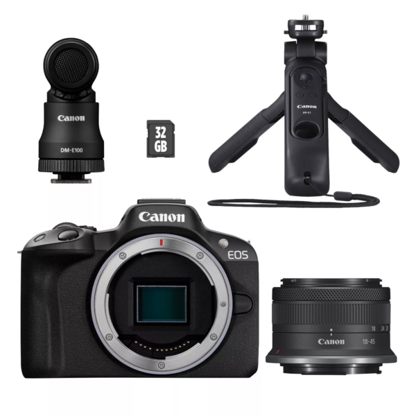 Canon | EOS R50 + RF-S 18-45mm CREATOR KIT (SIP) | Megapixel 24.2 MP | Image stabilizer | ISO sensitivity (max) 32000 | Display diagonal 2.95 " | Wi-Fi | Video recording | Automatic, manual | CMOS | Black