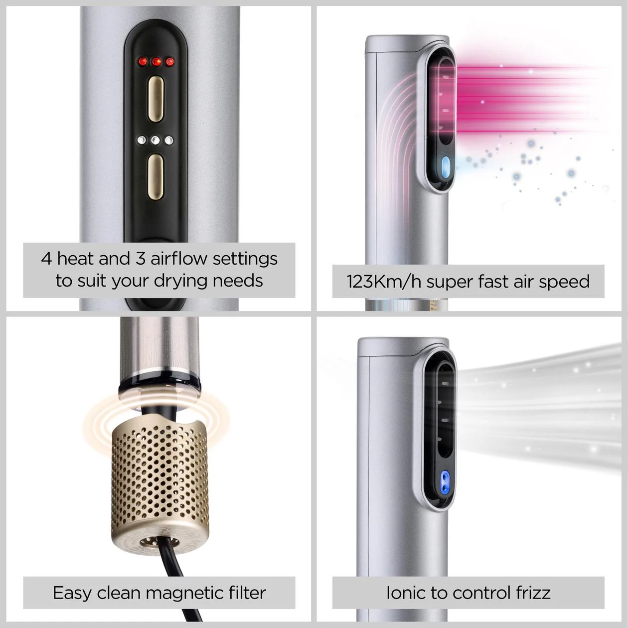 BABYLISS | Hair styling comb | Air Wand AS6555E | Ion conditioning | Number of heating levels 4 | 1600 W | Chrome - Image 8