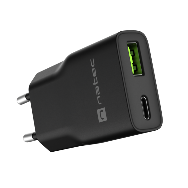 Natec Ribera USB Charger Gan Slim USB 1X USB-A + 1X USB-C 20W | NUC-2377