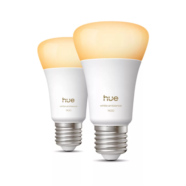 Philips Hue WA 1100 A60 2P EU | E27 | 8.1 W | Warm to cool white light | Bluetooth and Zigbee