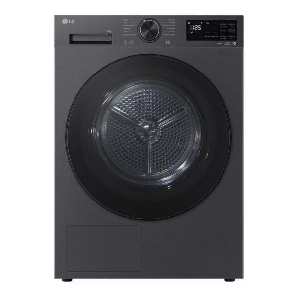 LG Dryer Machine | RHX5009TBB | Energy efficiency class B | Front loading | 9 kg | Heat pump | LED | Depth 66 cm | Wi-Fi | Matte black