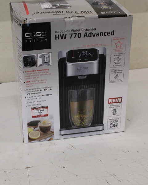 SALE OUT. | Caso | Turbo Hot Water Dispenser | HW 770 Advanced | Water Dispenser | 2600 W | 2.7 L | Plastic/Stainless Steel | Black/Stainless Steel | DAMAGED PACKAGING