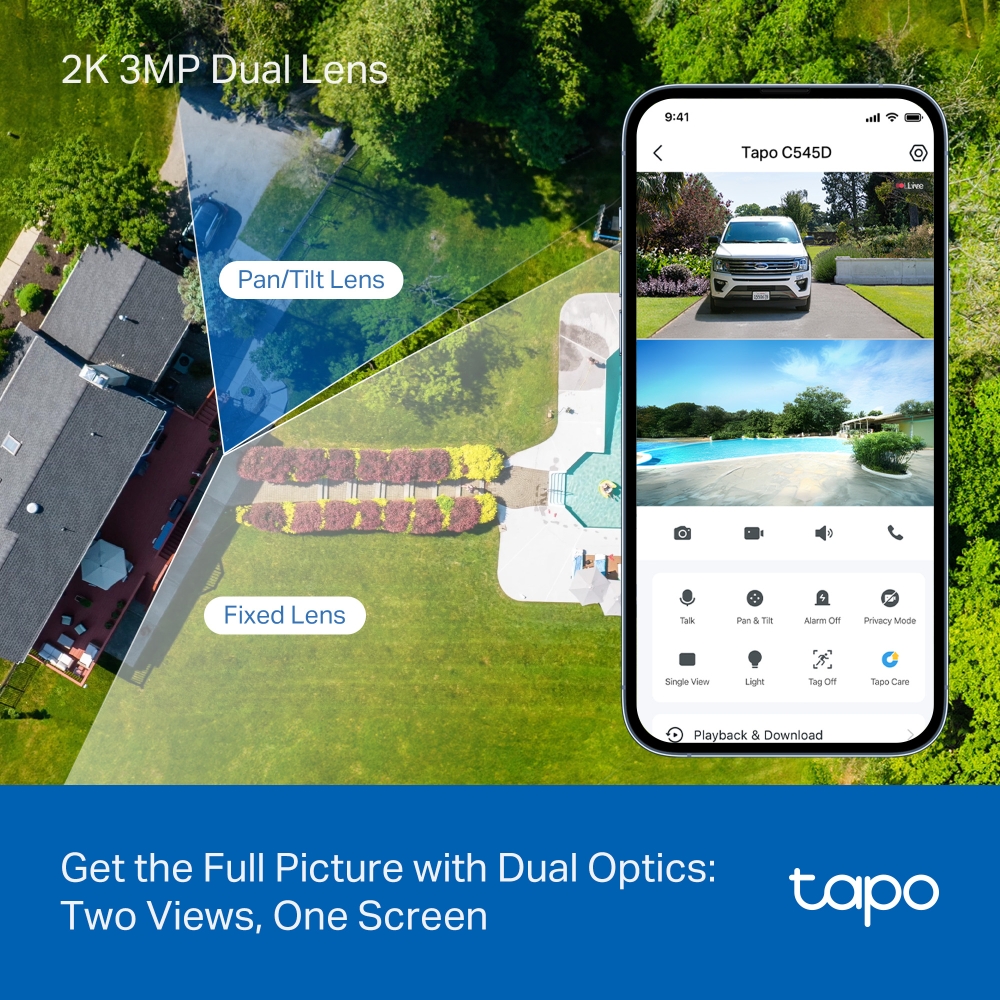 TP-LINK | Dual Lens Security Wi-Fi Camera | Tapo C545D | Dome | 3 MP | 6mm | IP66 | H.264 | MicroSD, up to 512 GB - Image 4