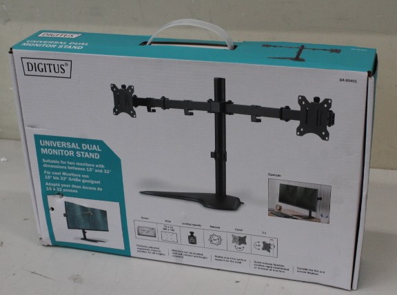 SALE OUT. DIGITUS Dual Monitor Stand | Digitus Desk Mount | DA-90401 | Adjustable Height, Rotate, Swivel | 15-32 " | Maximum weight (capacity) 2x8 kg | DAMAGED PACKAGING | Black