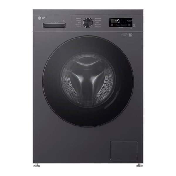 LG Washing machine | F4X1009NMB | Energy efficiency class A | Front loading | Washing capacity 9 kg | 1400 RPM | Depth 55 cm | Width 60 cm | Display | LED | Steam function | Direct drive | Wi-Fi | Graphite Black