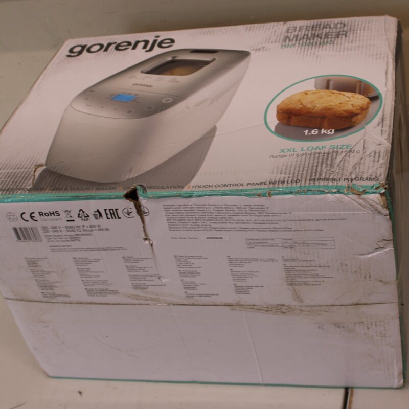 SALE OUT. Gorenje | Bread maker | BM1600WG | Power 850 W | Number of programs 16 | Display LCD | White/Silver | DAMAGED PACKAGING