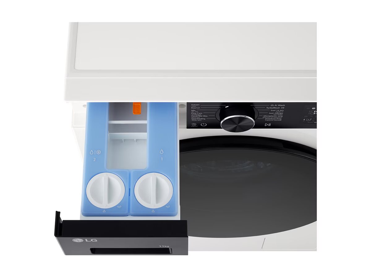 LG Washing machine | F4X5011THB | Energy efficiency class A | Front loading | Washing capacity 11 kg | 1400 RPM | Depth 57 cm | Width 60 cm | Display | LED | Steam function | Direct drive | Wi-Fi | White - Image 25