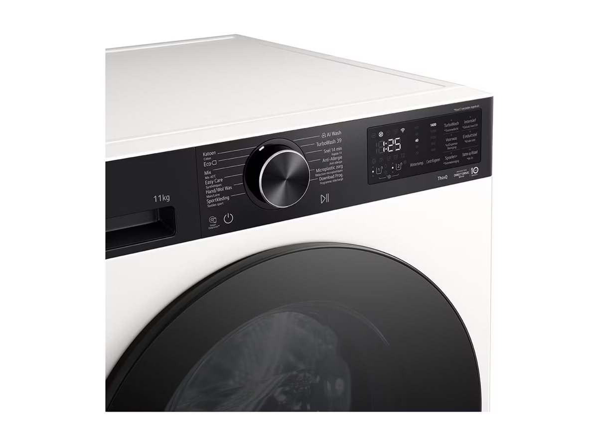 LG Washing machine | F4X5011THB | Energy efficiency class A | Front loading | Washing capacity 11 kg | 1400 RPM | Depth 57 cm | Width 60 cm | Display | LED | Steam function | Direct drive | Wi-Fi | White - Image 27