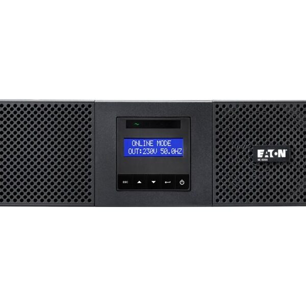 Eaton 9E UPS, 6000 VA, 5400 W, Input: Hardwired, Outputs: Hardwired, (8) C13, (2) C19, Rack, 3U, Rack-mounting kit included | Eaton