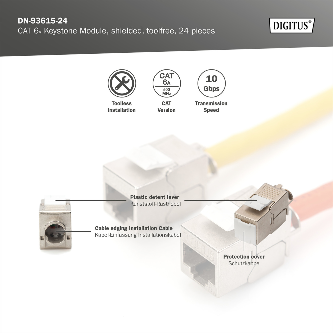 Digitus | Keystone Module | CAT 6A | 14.5 x 34.5 x 21.0 mm - Image 5