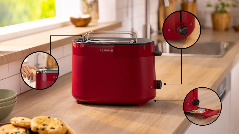 Bosch Compact Toaster | TAT2M124 MyMoment | Power 950 W | Number of slots 2 | Housing material Plastic | Red - Image 3