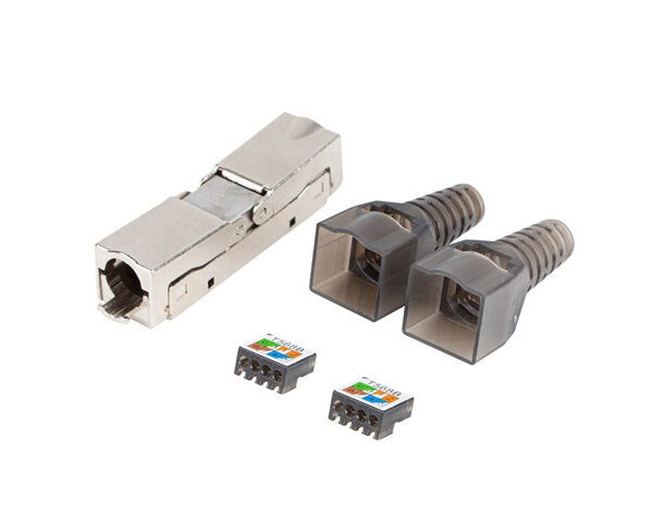 Lanberg | 2X RJ45 CAT6A FTP Plug 8P8C Tool-less Adapter | PL2SA-6000TL | Silver/Transparent