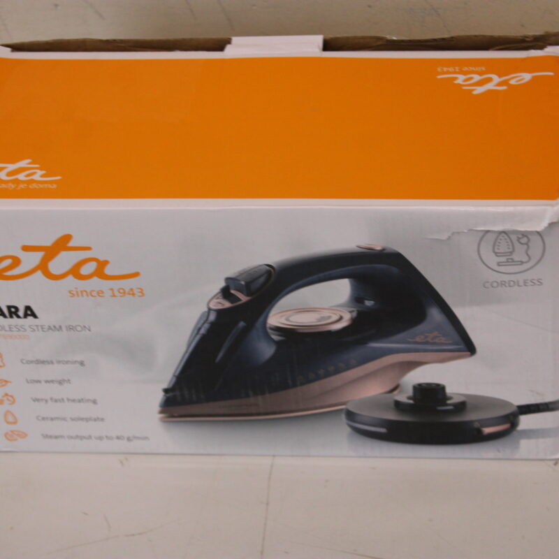 SALE OUT. ETA ETA127690000 Kiara Iron, Ceramic, 2200 W, Water tank 220 ml, Black | ETA | Iron | Kiara ETA127690000 | Cordless Steam Iron | 2200 W | Water tank capacity 220 ml | Continuous steam 40 g/min | Steam boost performance 90 g/min | Black | DAMAGED PACKAGING, BROKEN WATER CUP, SCRATCHED, SCRATCHED PAINT FROM FRONT OF IRON - Image 3