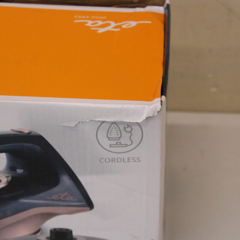 SALE OUT. ETA ETA127690000 Kiara Iron, Ceramic, 2200 W, Water tank 220 ml, Black | ETA | Iron | Kiara ETA127690000 | Cordless Steam Iron | 2200 W | Water tank capacity 220 ml | Continuous steam 40 g/min | Steam boost performance 90 g/min | Black | DAMAGED PACKAGING, BROKEN WATER CUP, SCRATCHED, SCRATCHED PAINT FROM FRONT OF IRON - Image 4