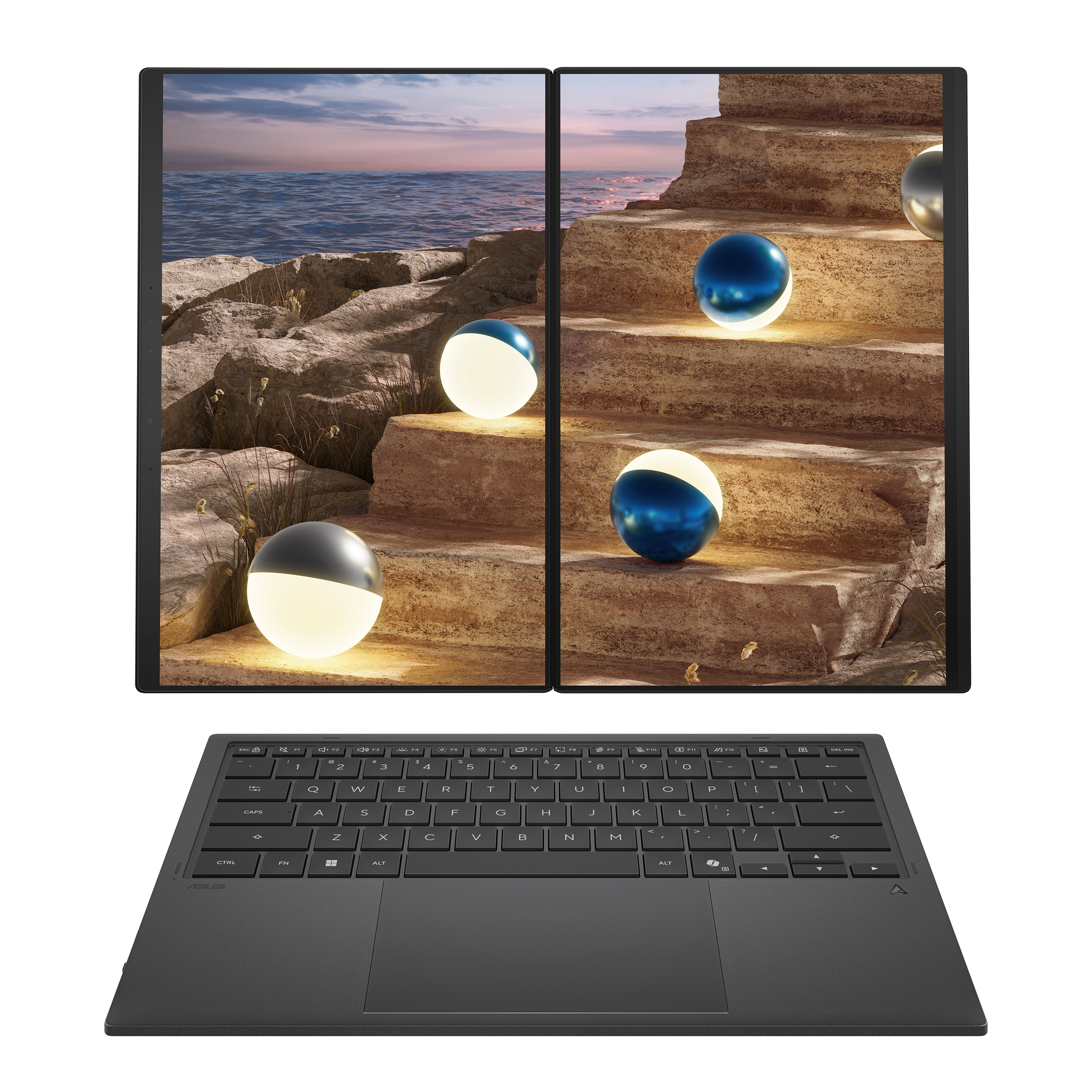 ASUS Zenbook Duo UX8407AA-SN066W | Asus | Zenbook Duo UX8407AA-SN066W | Moher Gray | 14 " | OLED | Touchscreen | 3K | 2880 x 1800 pixels | 144 Hz | Glossy | Intel Core Ultra 9 | 388H | 32 GB | LPDDR5X | Solid-state drive capacity 2000 GB | Intel Arc Graphics | Windows 11 Home | 802.11be | Bluetooth version 5.4 | Keyboard language US international | Keyboard backlit | Warranty 24 month(s) | Battery warranty 12 month(s) - Image 14