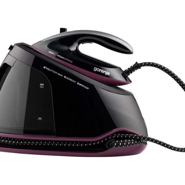 Gorenje Ironing system | SGD3000BKV | 3000 W | 1.5 L | 8 bar | Auto power off | Vertical steam function | Calc-clean function | Black/Purple