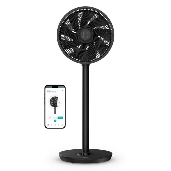 Duux Fan | Whisper Flex 2 | Stand Fan | Black | Diameter 34 cm | Number of speeds 30 | Oscillation | 2-21.5 W | Remote control
