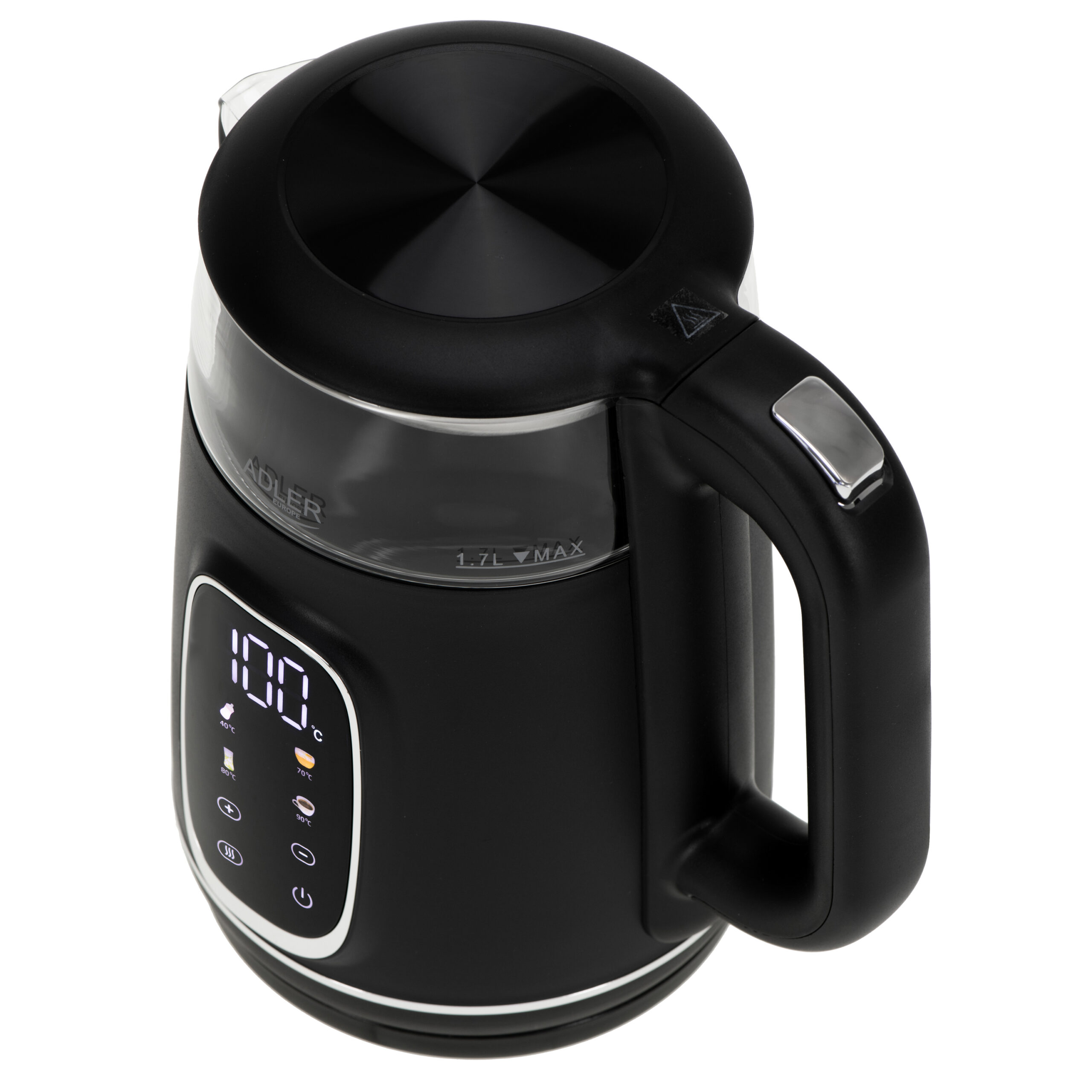 Adler Kettle with LED Display | AD 1305 | Electric | 2200 W | 1.7 L | Plastic | 360° rotational base | Black/Silver - Image 6