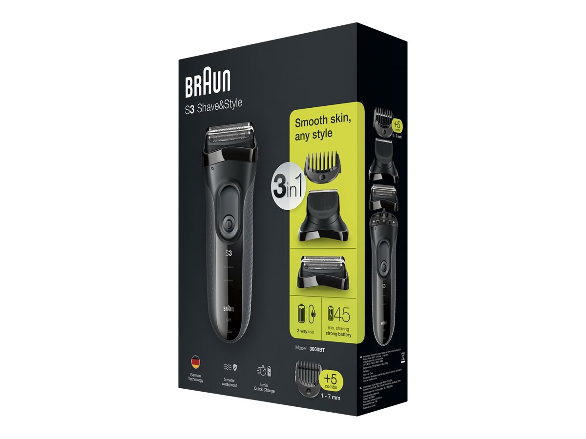 Braun Shave&Style Shaver | 3000BT Series 3 | Operating time (max) 45 min | NiMH | Black - Image 4