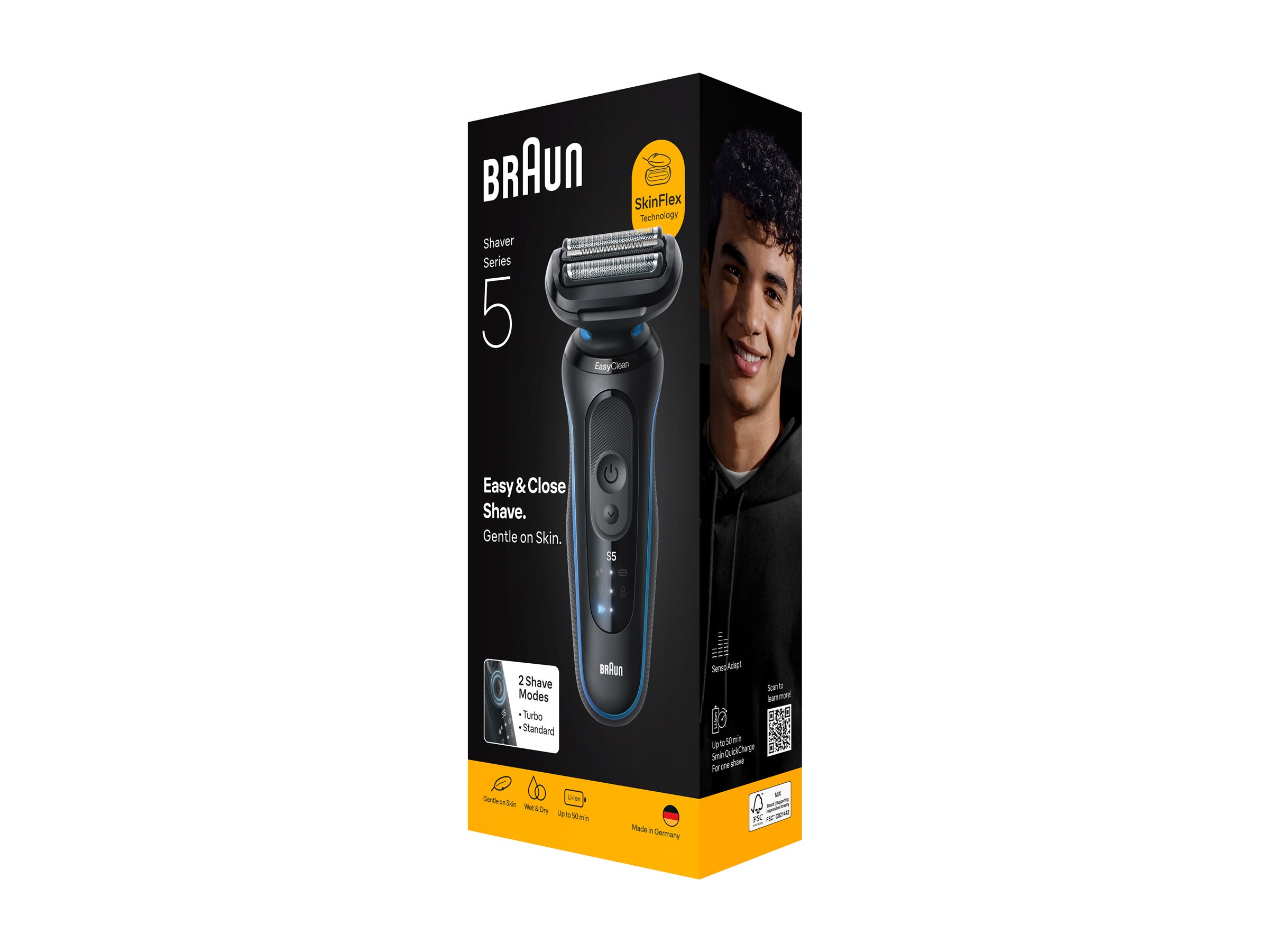 Braun Electric Shaver | Series 5 52-B1000s | Operating time (max) 50 min | Wet & Dry | Lithium Ion | Black/Blue - Image 2