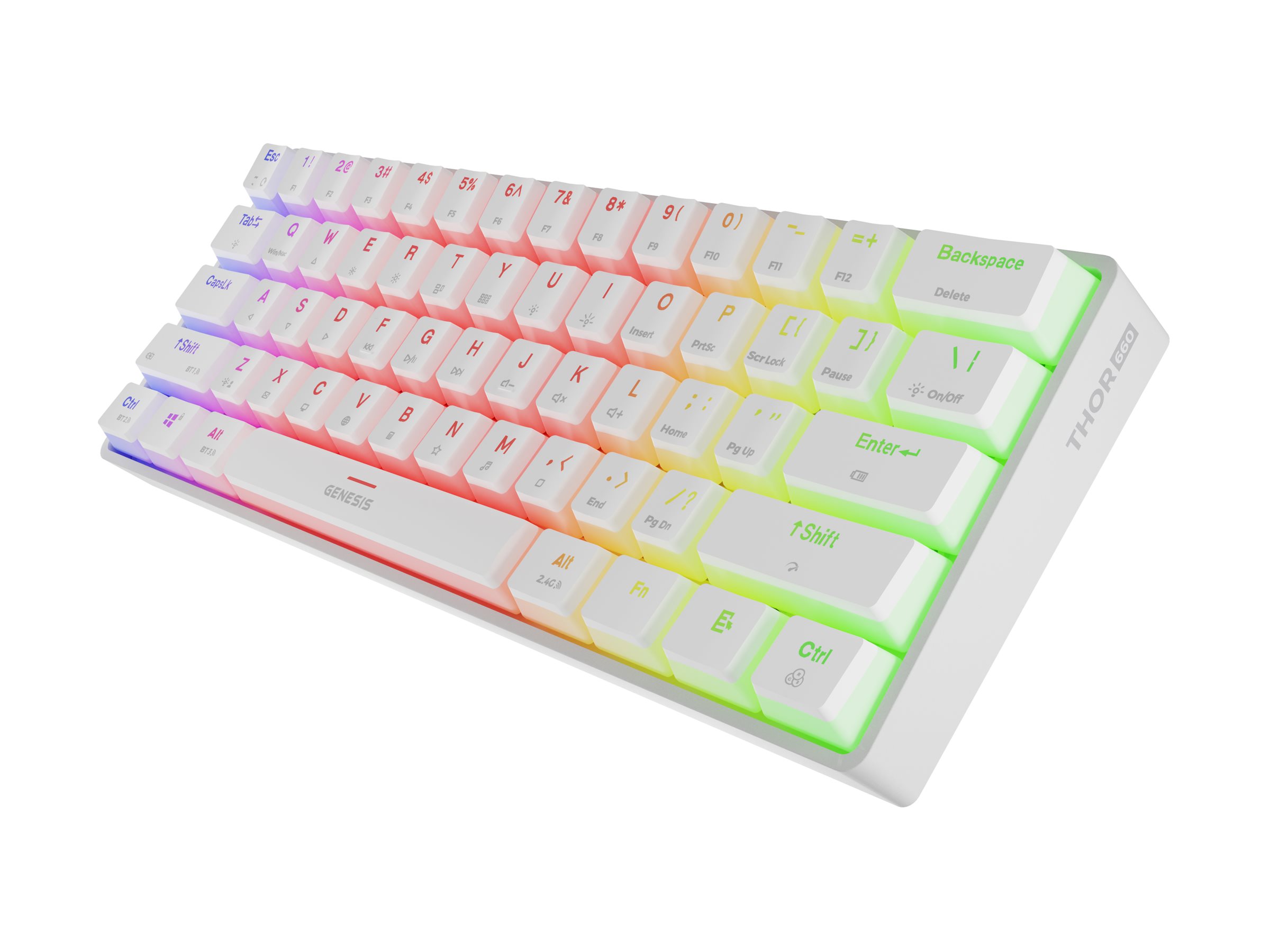 Genesis | THOR 660 G2 | Gaming Keyboard | Wireless/Wired | US | RGB | White | 2.4GHz, Bluetooth, USB-C | Linear - Image 2