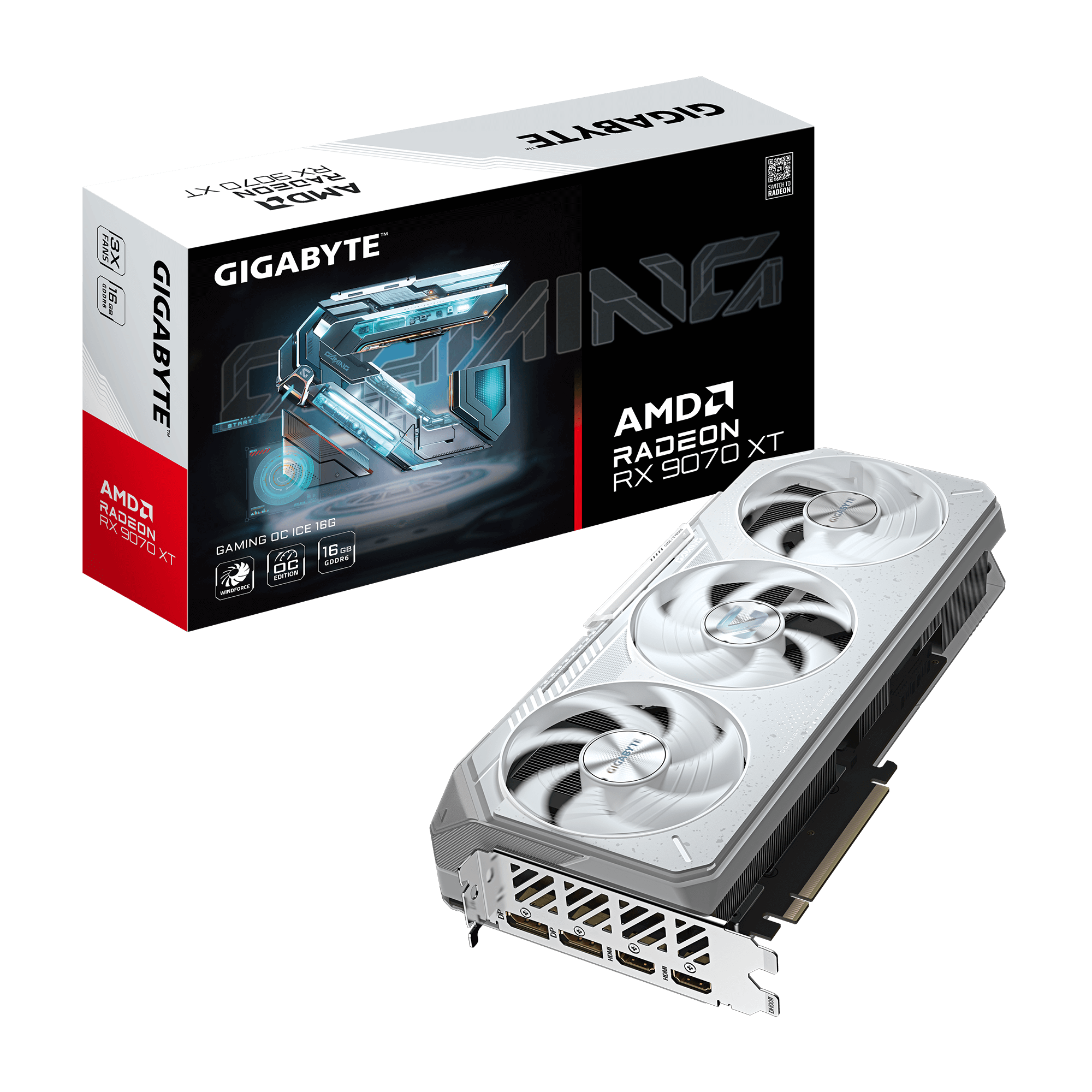 Gigabyte Radeon RX 9070 XT GAMING OC ICE 16G | AMD | 16 GB | Radeon RX 9070 XT | GDDR6 | HDMI ports quantity 2 | PCI-E 5.0