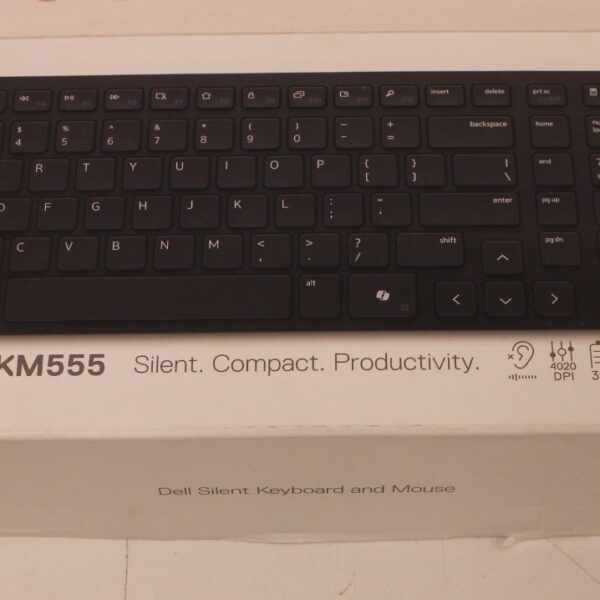 SALE OUT. Dell Silent Keyboard and Mouse - KM555 - US International (QWERTY) | Dell Silent Keyboard and Mouse | KM555 | Keyboard and Mouse Set | Wireless | US International (QWERTY) | REFURBISHED | Black | 2.4 GHz, Bluetooth 5.1 | Wireless connection