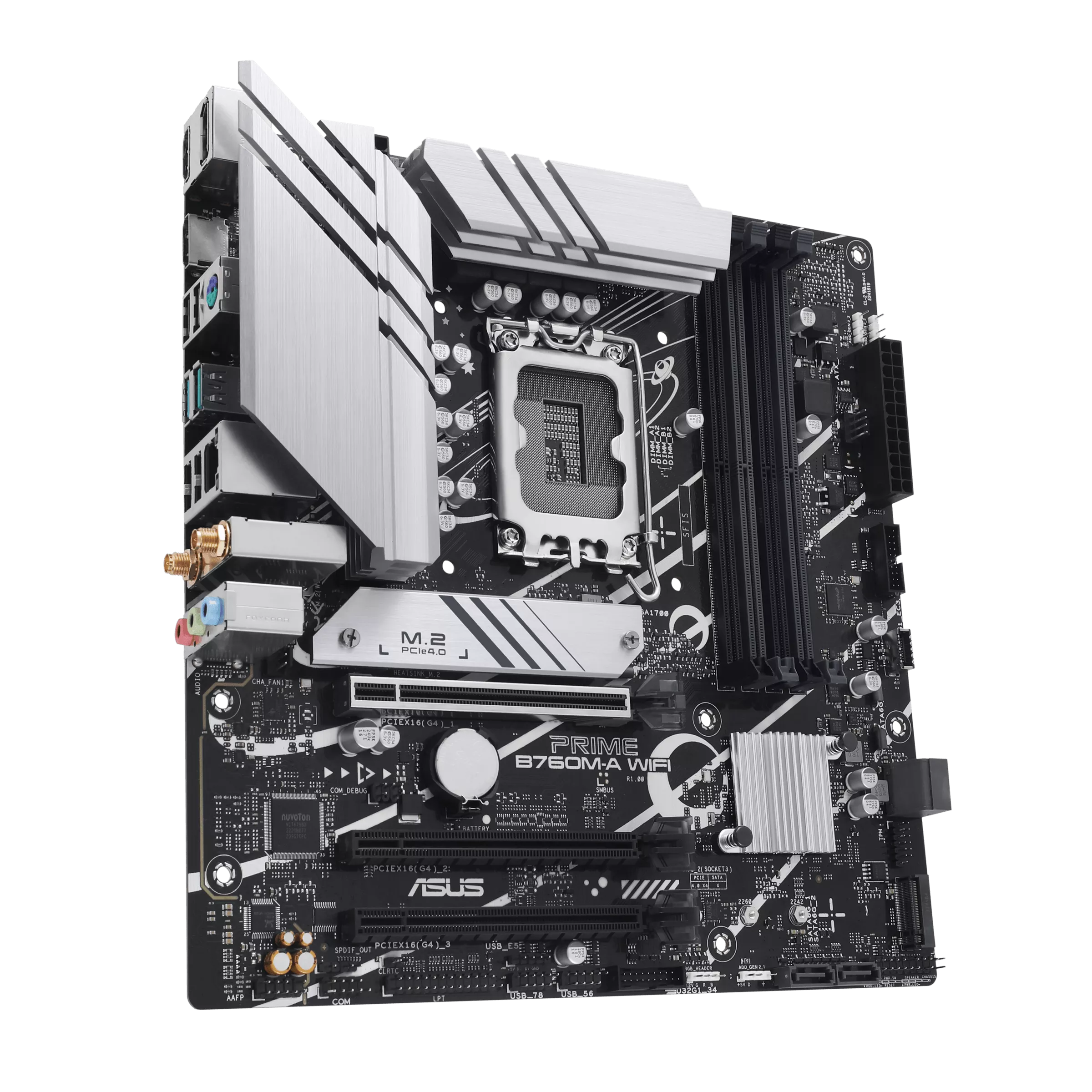 Asus | PRIME B760M-A WIFI | Processor family Intel | Processor socket LGA1700 | DDR5 | Supported hard disk drive interfaces M.2, SATA | Number of SATA connectors 4 - Image 3