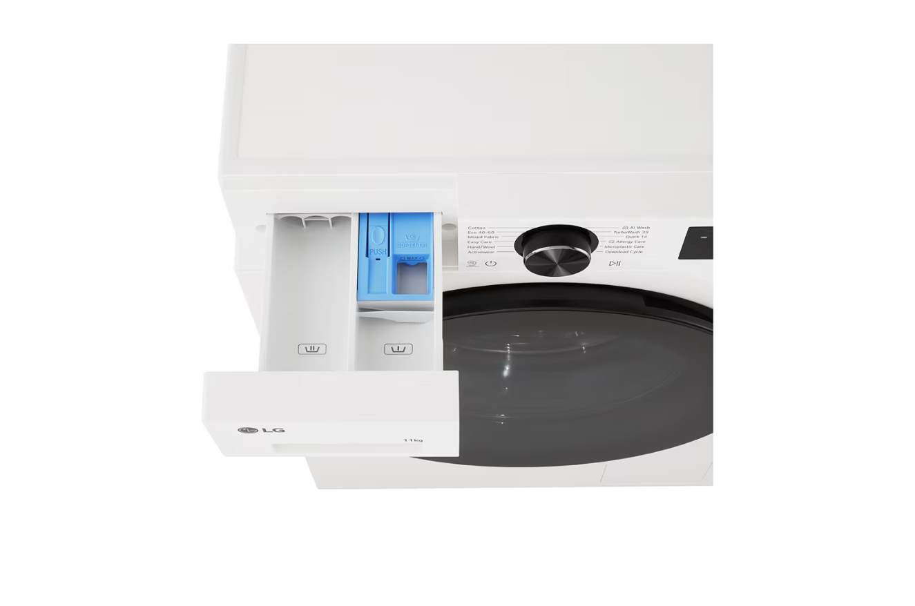 LG Washing machine | F4X5011TWB | Energy efficiency class A | Front loading | Washing capacity 11 kg | 1400 RPM | Depth 57 cm | Width 60 cm | Display | LED | Steam function | Direct drive | Wi-Fi | White - Image 15