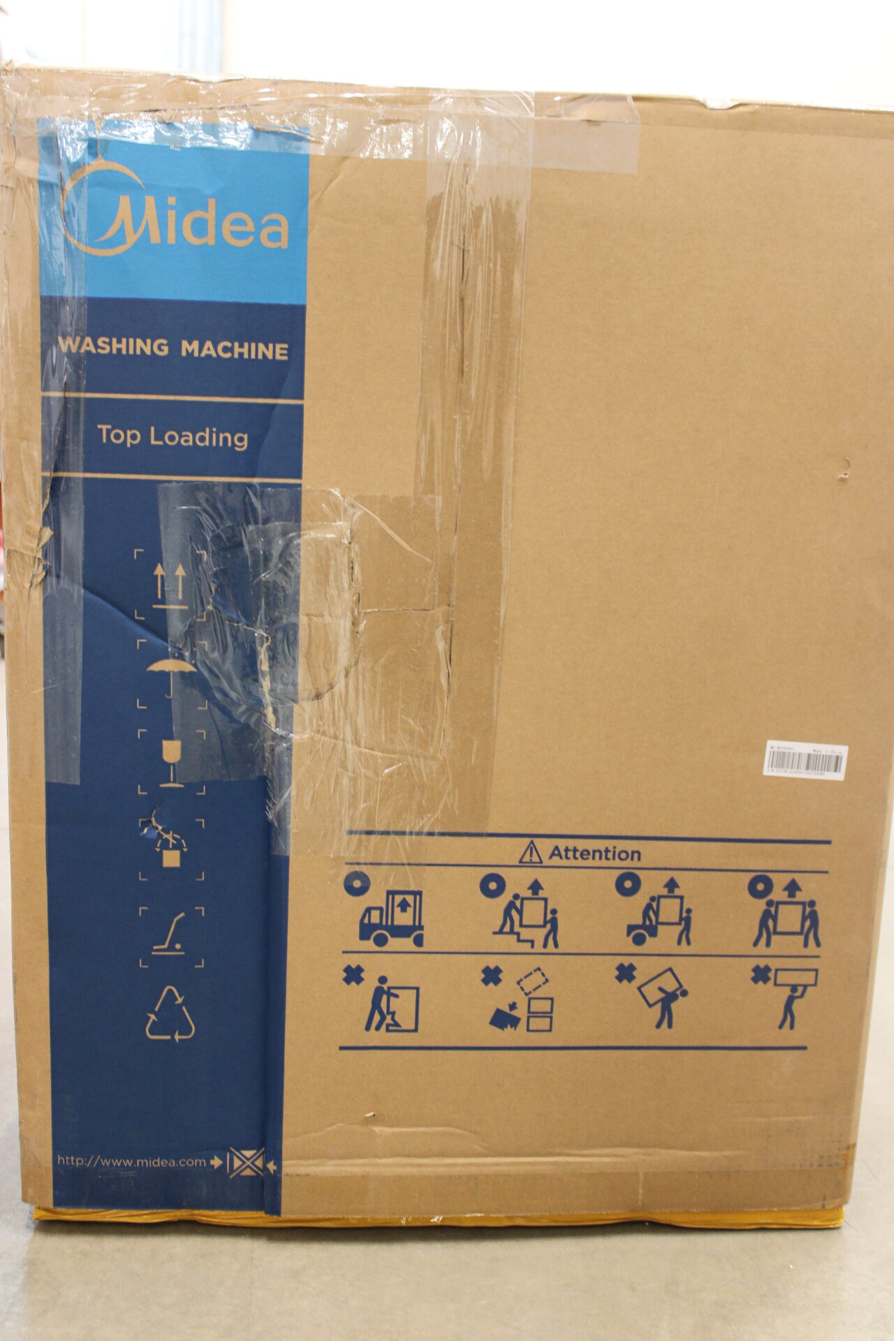 SALE OUT. Midea Washing Machine | MF100T60B/W-HR | Energy efficiency class A | Top loading | Washing capacity 6 kg | 1200 RPM | Depth 61 cm | Width 40 cm | Display | LED | Steam function | White | DAMAGED PACKAGING, DAMAGED PAINT ON THE RIGHT SIDE