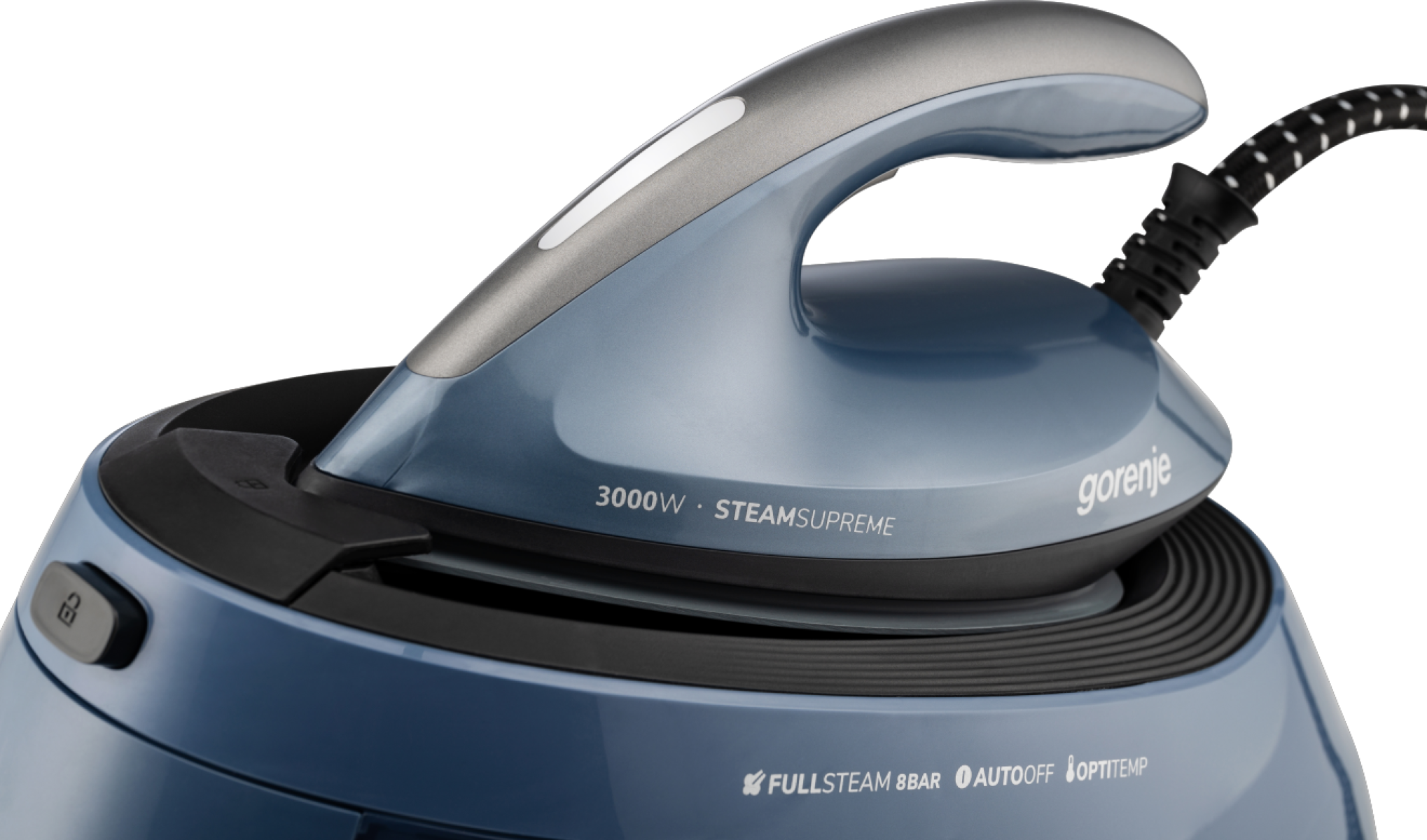 Gorenje Steam Generator Iron | SGD3000BBK | 3000 W | 8 bar | 1.5 L | Auto power off | Vertical steam function | Calc-clean function | Blue/Black - Image 4
