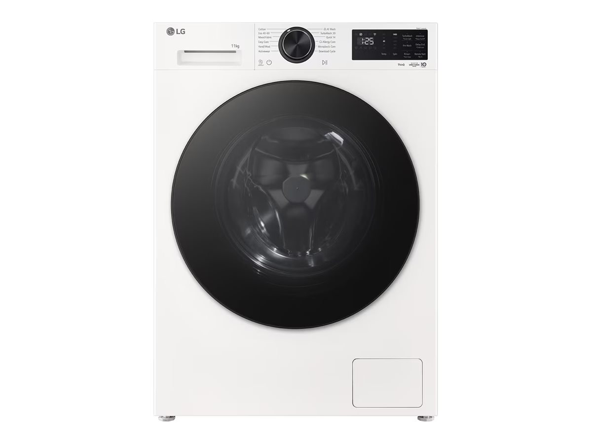 LG Washing machine | F4X5011TWB | Energy efficiency class A | Front loading | Washing capacity 11 kg | 1400 RPM | Depth 57 cm | Width 60 cm | Display | LED | Steam function | Direct drive | Wi-Fi | White