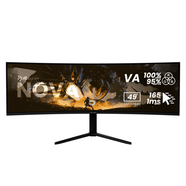 Arozzi Nova | 49 " | VA | 32:9 | 165 Hz | 4 ms | 5120 x 1440 pixels | 350 cd/m² | HDMI ports quantity 2 | Black